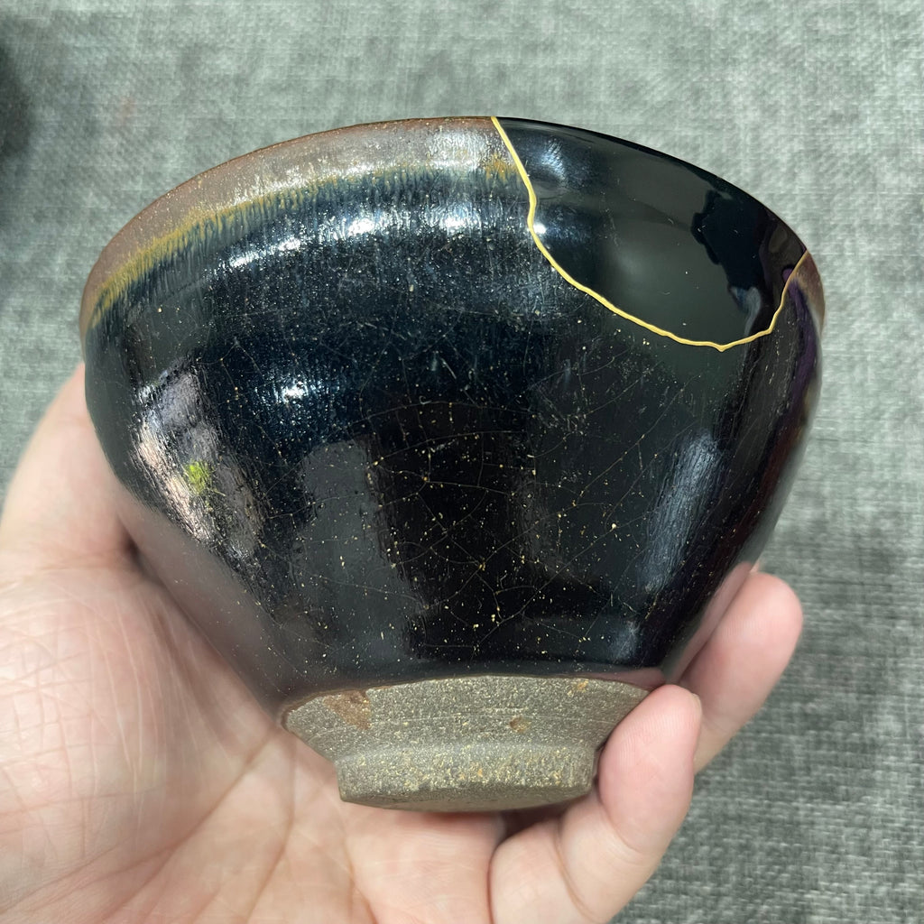 Song Dynasty black-glazed tea set, restored with high-quality lacquer polishing technique