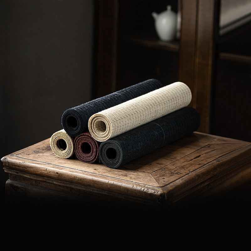 Japanese-style linen kung fu tea cloth, household tea table waterproof and thermal insulation pad, high-end zen tea ceremony tea flag weaving tea party