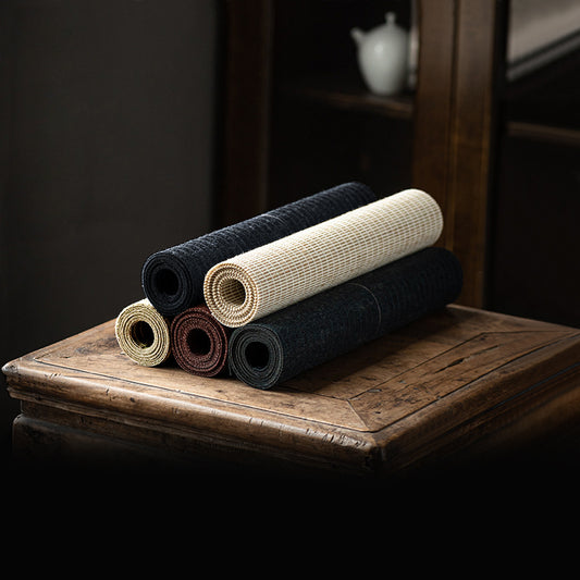 Japanese-style linen kung fu tea cloth, household tea table waterproof and thermal insulation pad, high-end zen tea ceremony tea flag weaving tea party