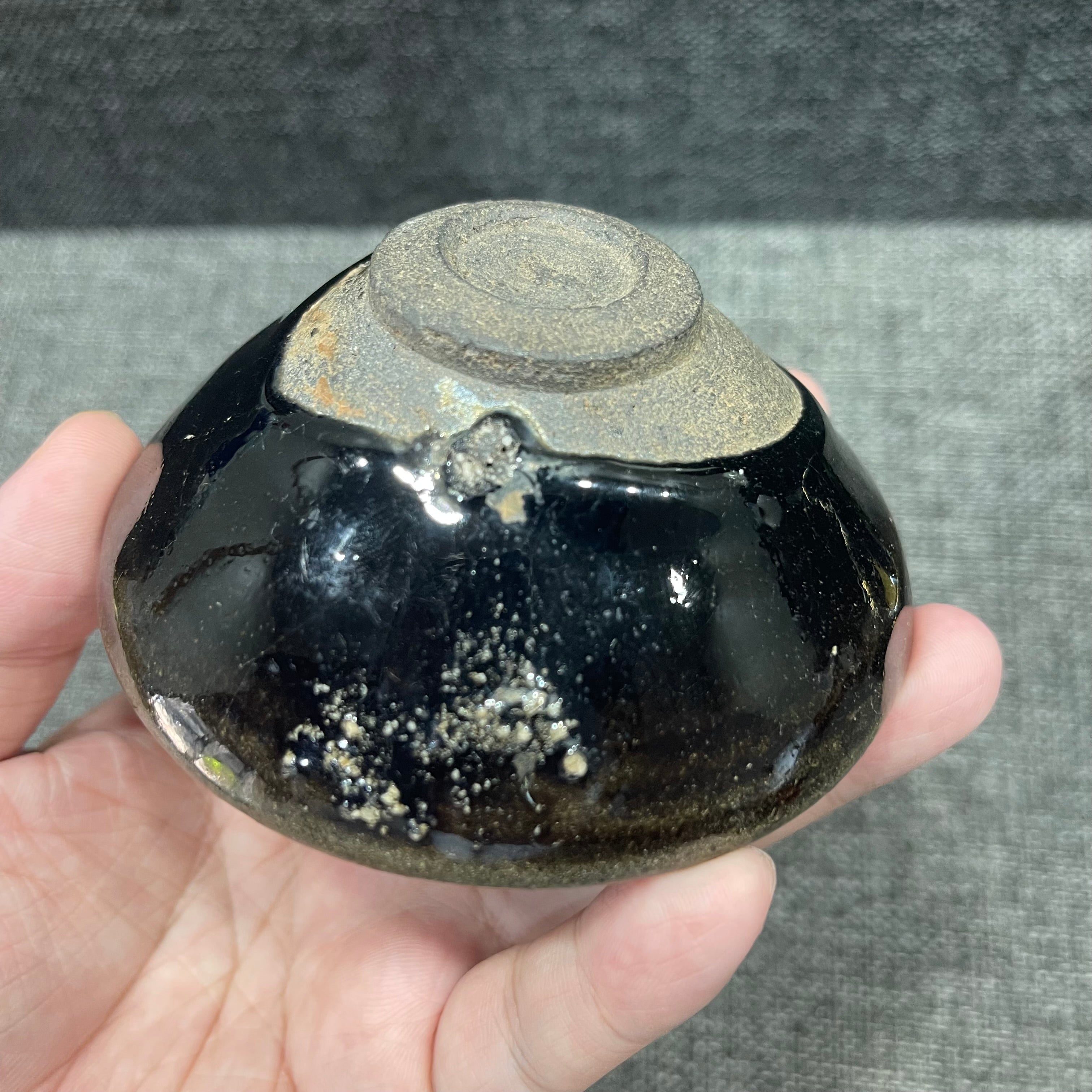 Song Dynasty black-glazed porcelain, lacquer carving, tin carving, stemmed Jian cup