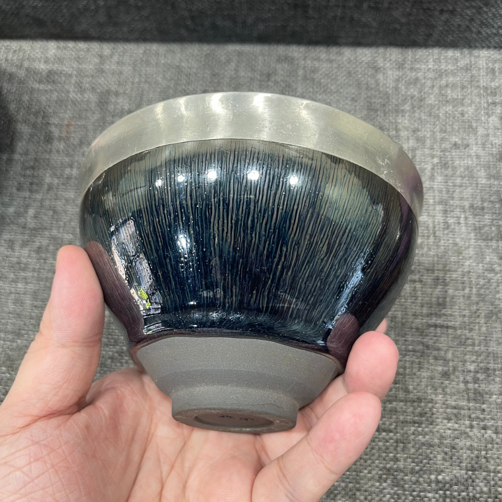Yinhao tea set, tin-plated rim, Jianzhan teacup