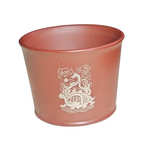Four Divine Beasts Patterned with Xuwen (Sword-Emblem of the Dragon) Decorated with Gold and Silver Inlay Purple Sand Pot for Tea