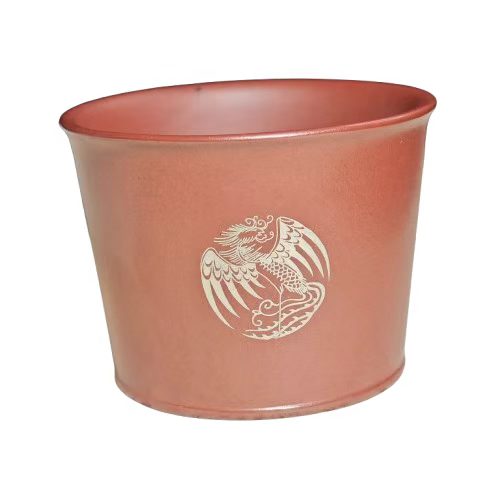 Four Divine Beast Phoenix Pattern Purple Clay Engraved with Gold and Silver Decorations Tea Cup