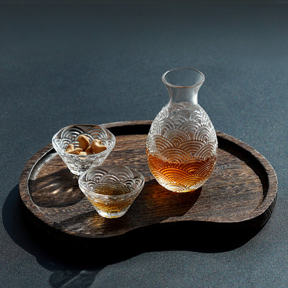 Japanese-style solid wood half-moon tea tray, charcoal smoked wood tray tea set tea room household water cup plate snack sugar tray