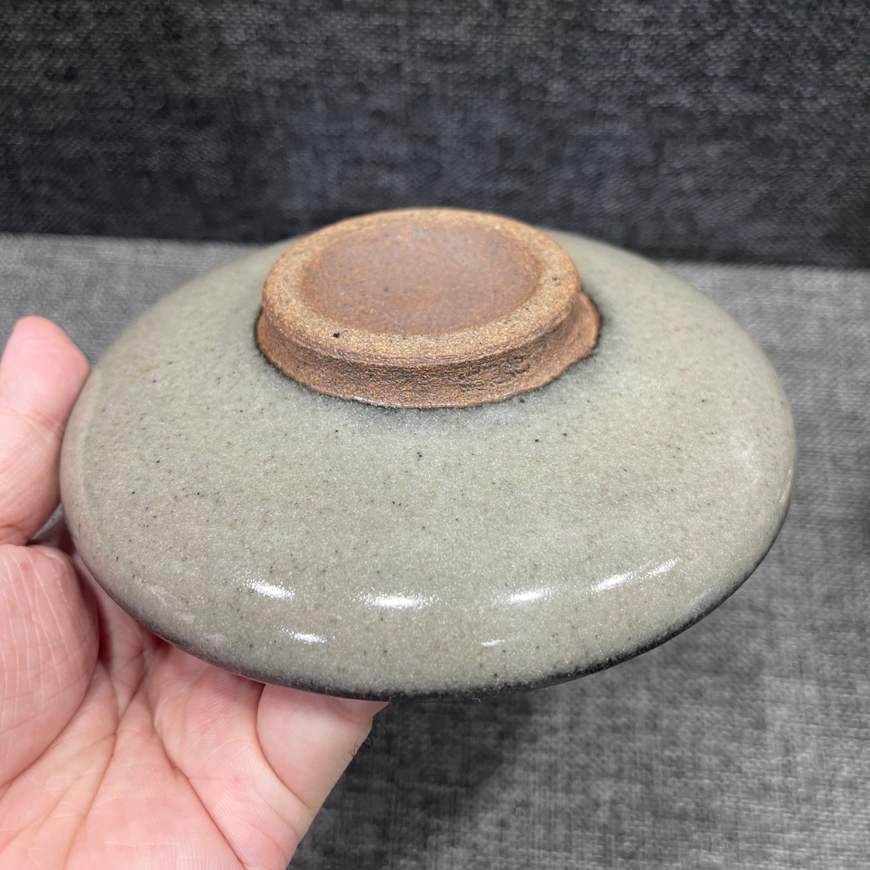 Jianzhan gray shell glaze plate, pot stand, eggshell oracle bone script carving
