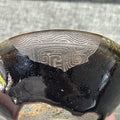 Song Dynasty black-glazed porcelain, lacquer carving, tin carving, stemmed Jian cup