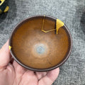 Song Dynasty persimmon-red glaze bell-shaped cup, restored with gold repair technique, Jianzhan tea cup