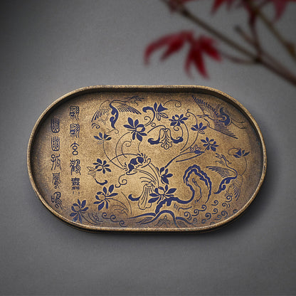 Pure brass handmade tea tray dry brewing table antique tea set pot bearing small tea table