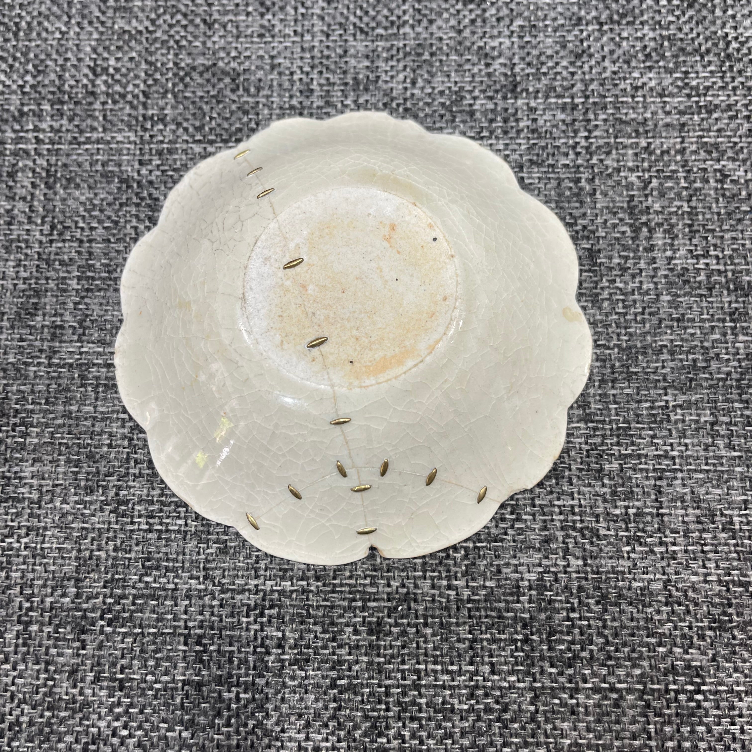 Futian Kiln, small tea saucer from the Song Dynasty, repaired with brass rivets