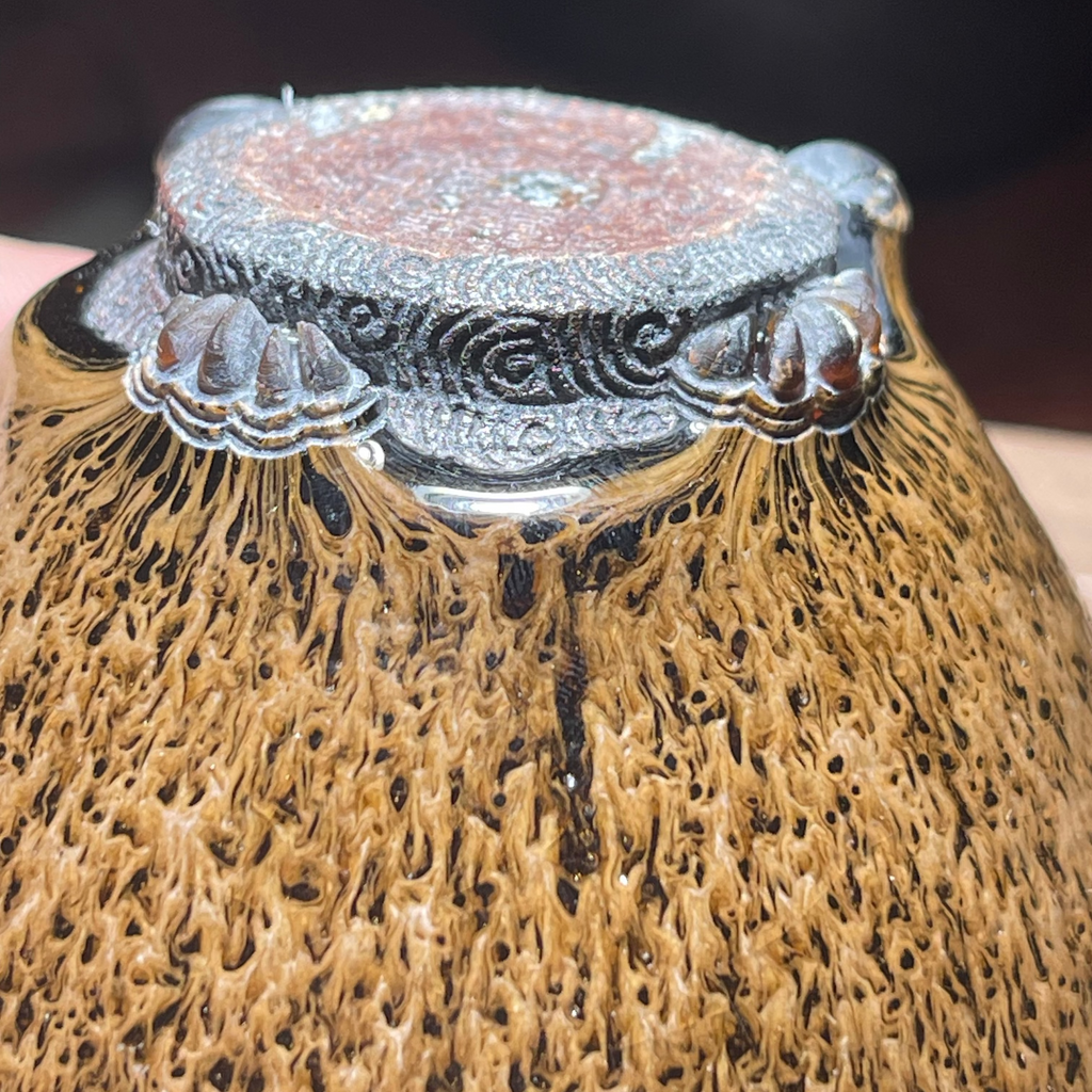 Yao Bian tiger skin glaze Jianzhan tea cup, wood-fired piece