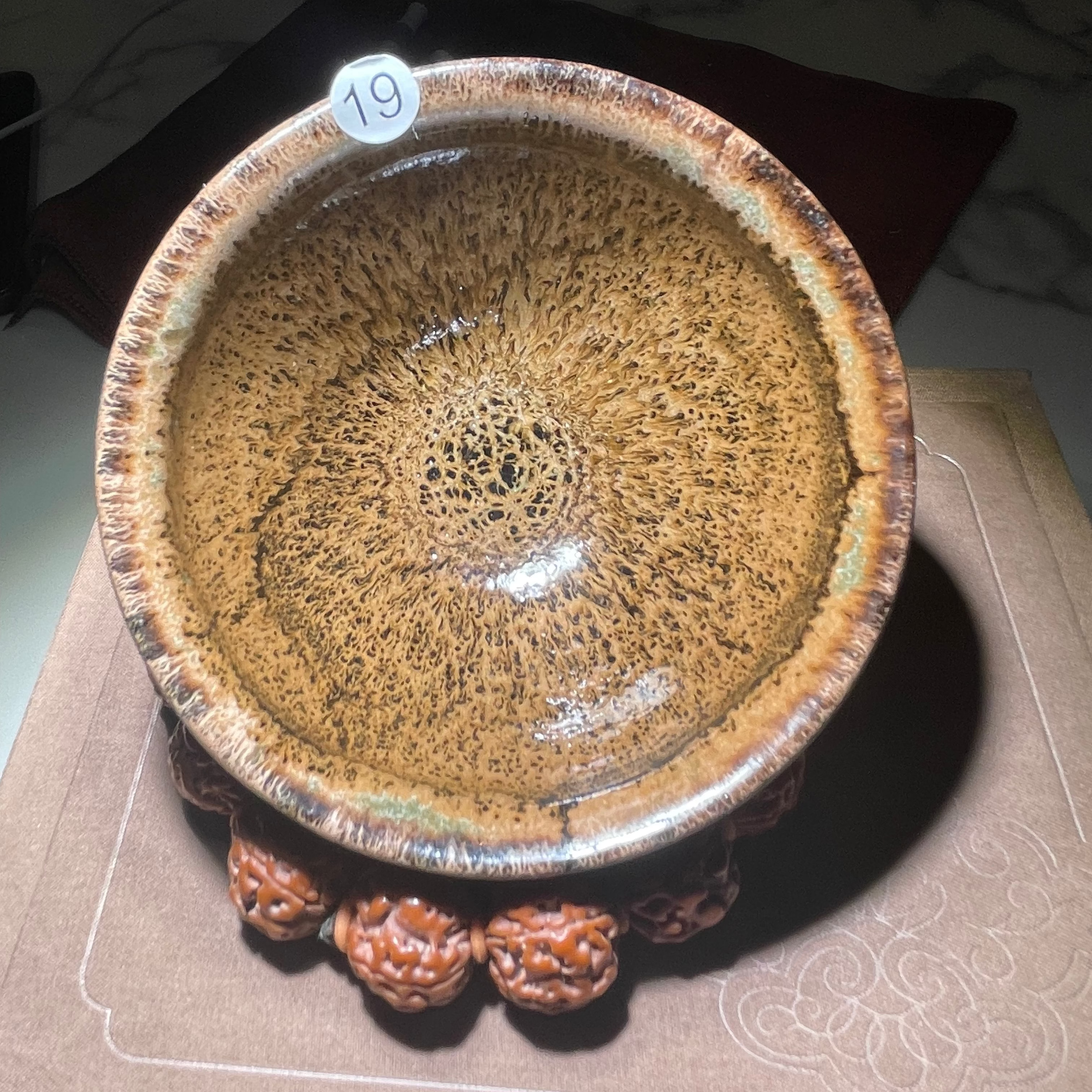 Yao Bian tiger skin glaze Jianzhan tea cup, wood-fired piece