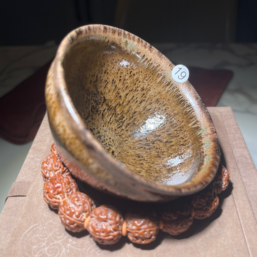 Yao Bian tiger skin glaze Jianzhan tea cup, wood-fired piece