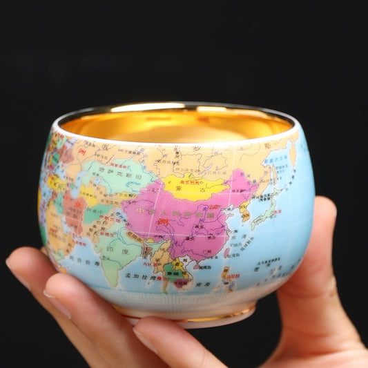 World map Teacup Personal Household Master Cup Large Ceramic Chinese Tea Cup