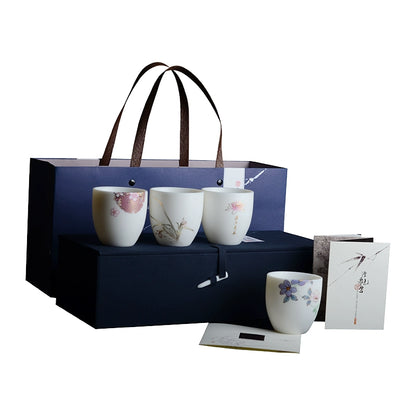 Four Seasons Full Suet Jade White Porcelain Teacup High-end Ceramic Tea Tasting Cup Single Cup Master Cup