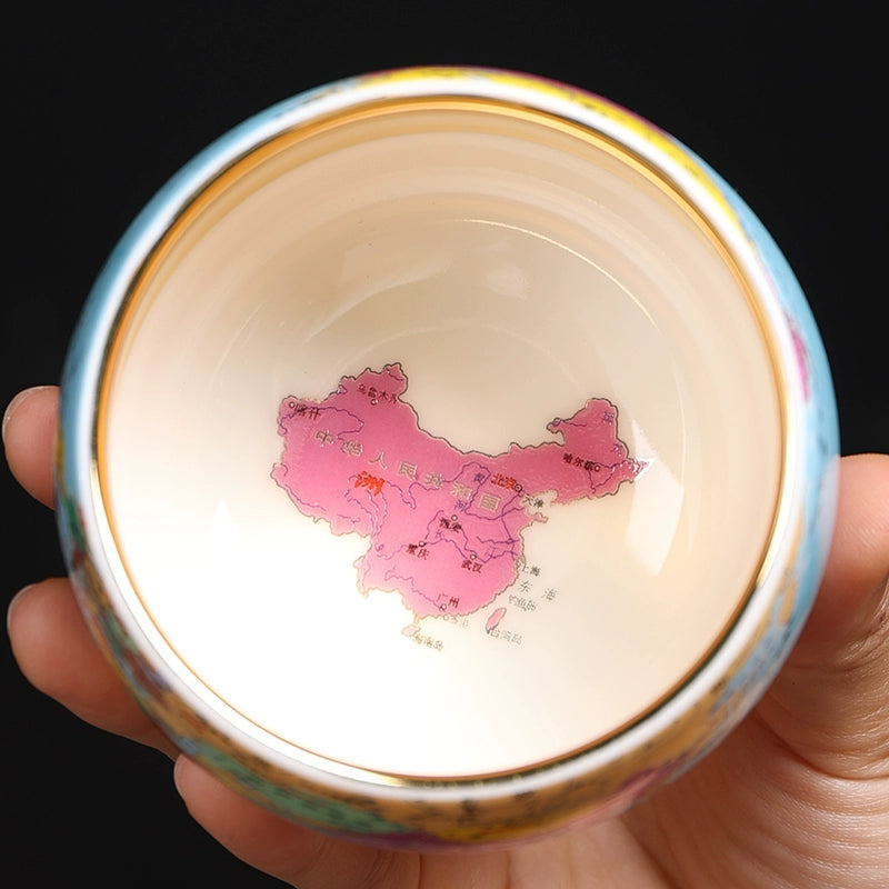 World map Teacup Personal Household Master Cup Large Ceramic Chinese Tea Cup