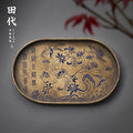 Pure brass handmade tea tray dry brewing table antique tea set pot bearing small tea table