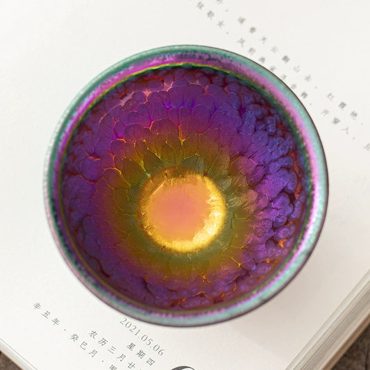 Seven-color Masterpiece Cup Glazed Pottery Transformation Ding Tea Cup Gilded Cup