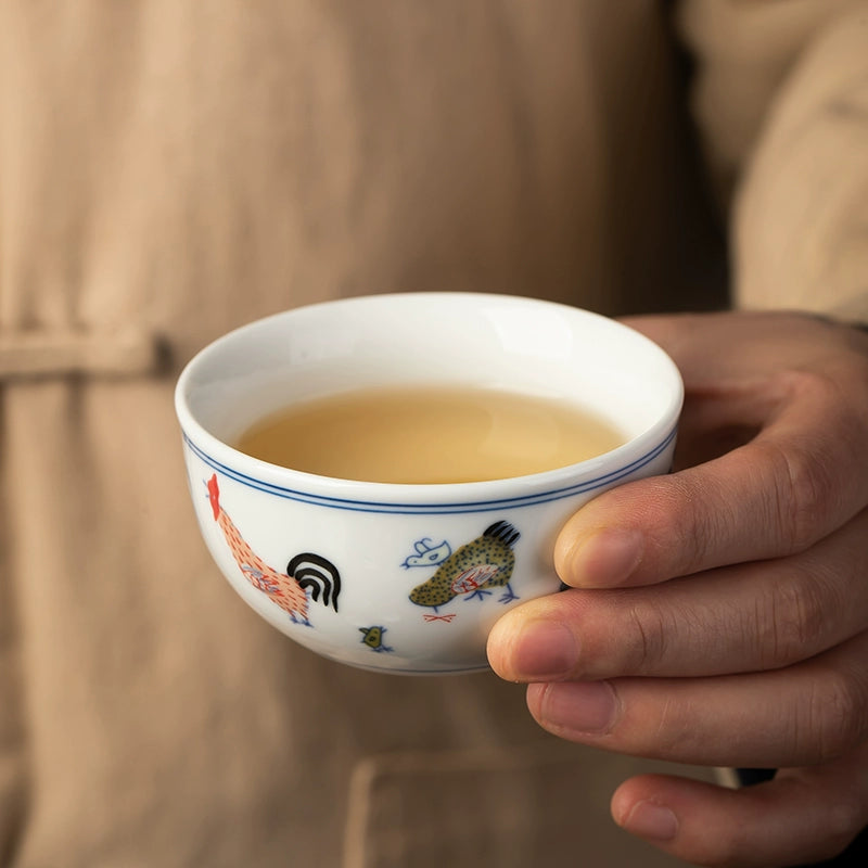 6 chicken pot cups Jingdezhen antique tea cup Kung Fu tea set household master cup