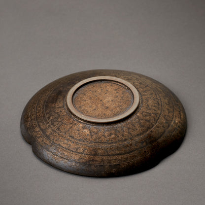 Black pottery tea holder, metal glaze, hand-fired saucer, teapot, cup tray, tea ceremony accessories