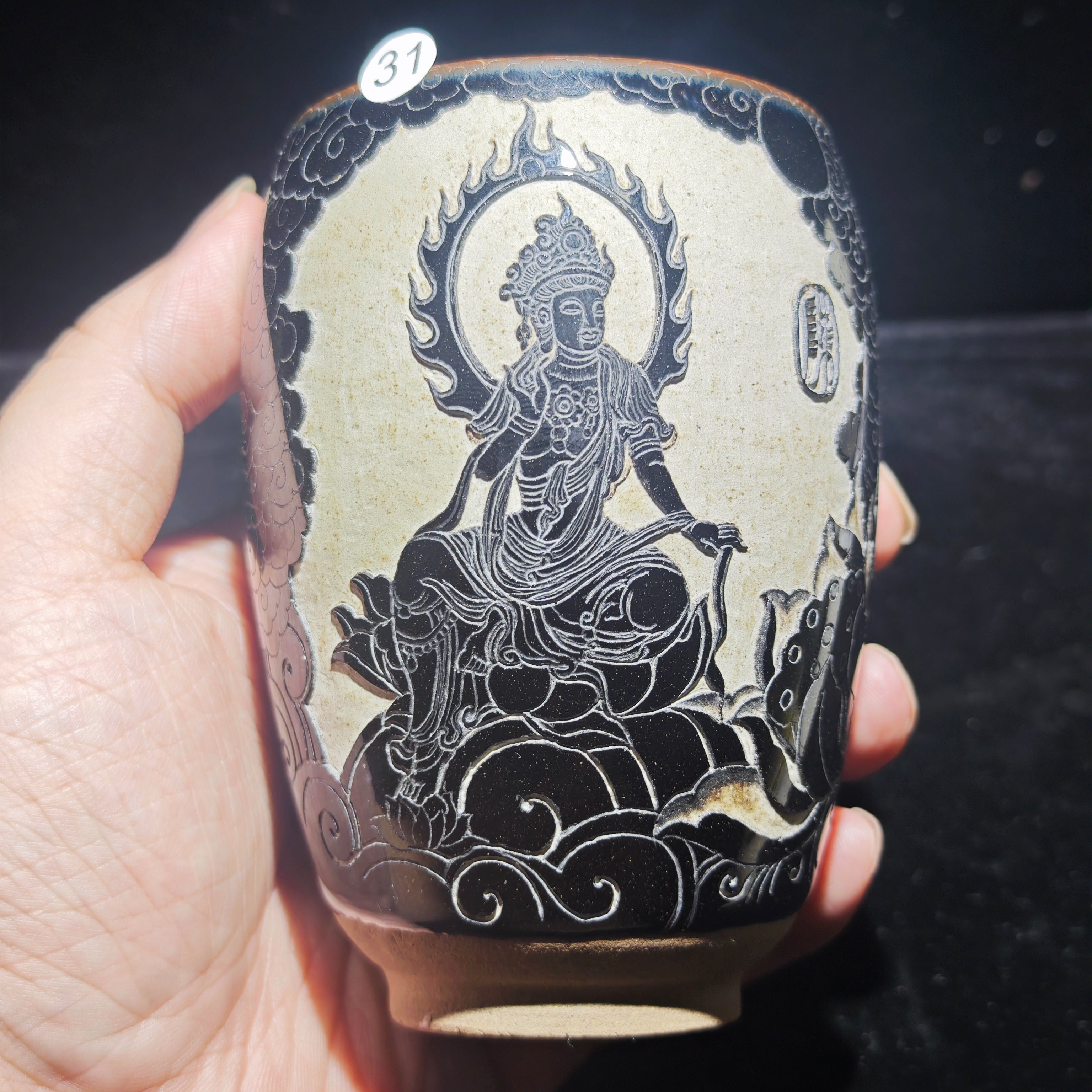 Pu Xian Bodhisattva, Zen-inspired host cup, hand-carved tea cup craft