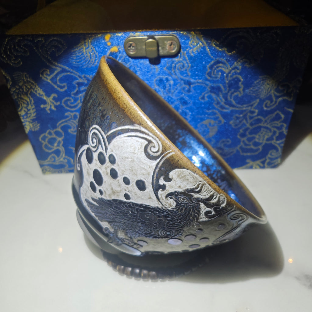 Eagle carving pattern, hand-carved Jianzhan tea cup