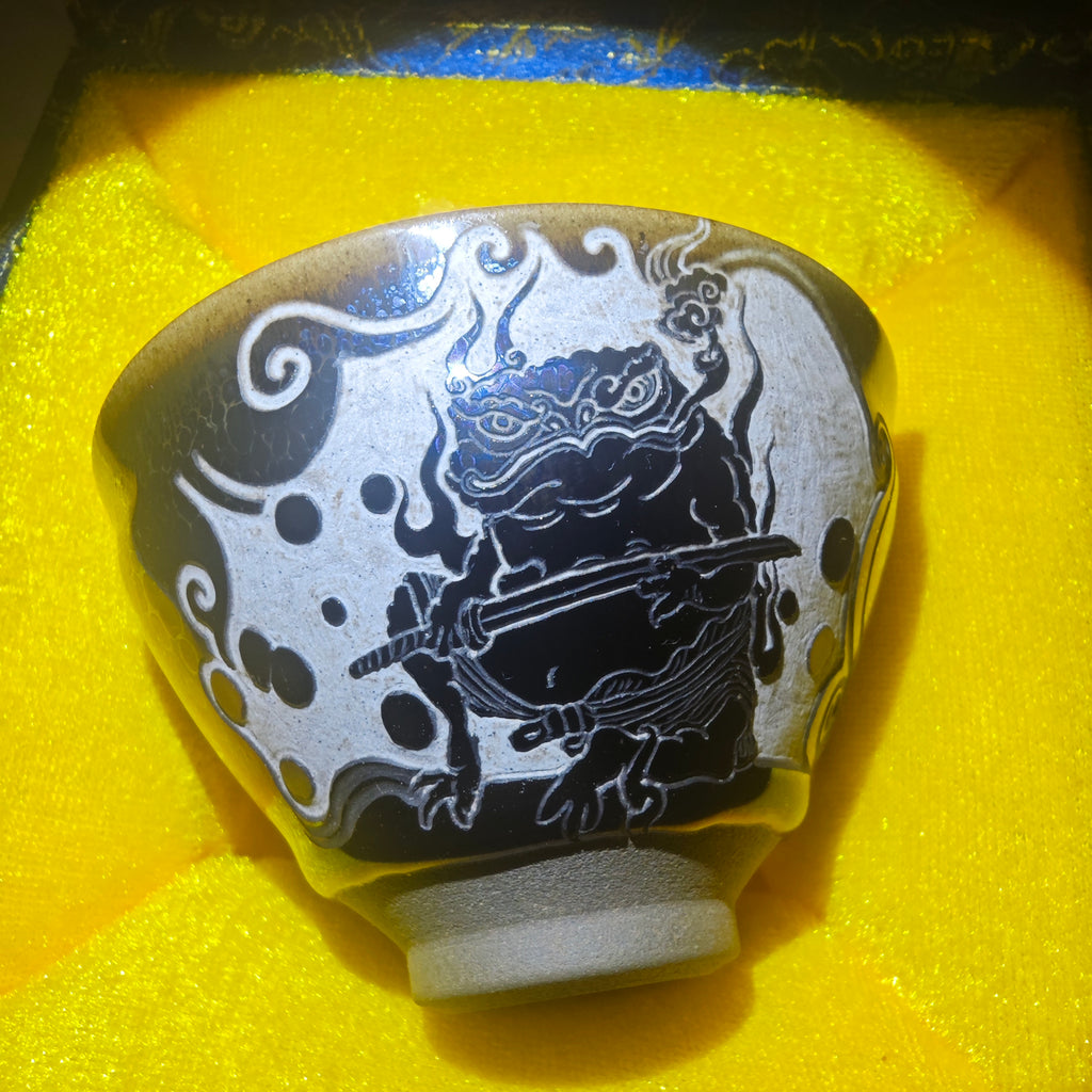Naruto Toad Ninja pattern carvingHand-carved patterns on Jianzhan tea cups