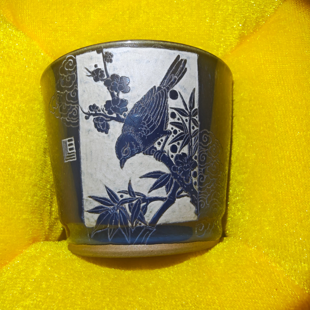 Magpie pattern carving, Jianzhan teacup pattern engraving