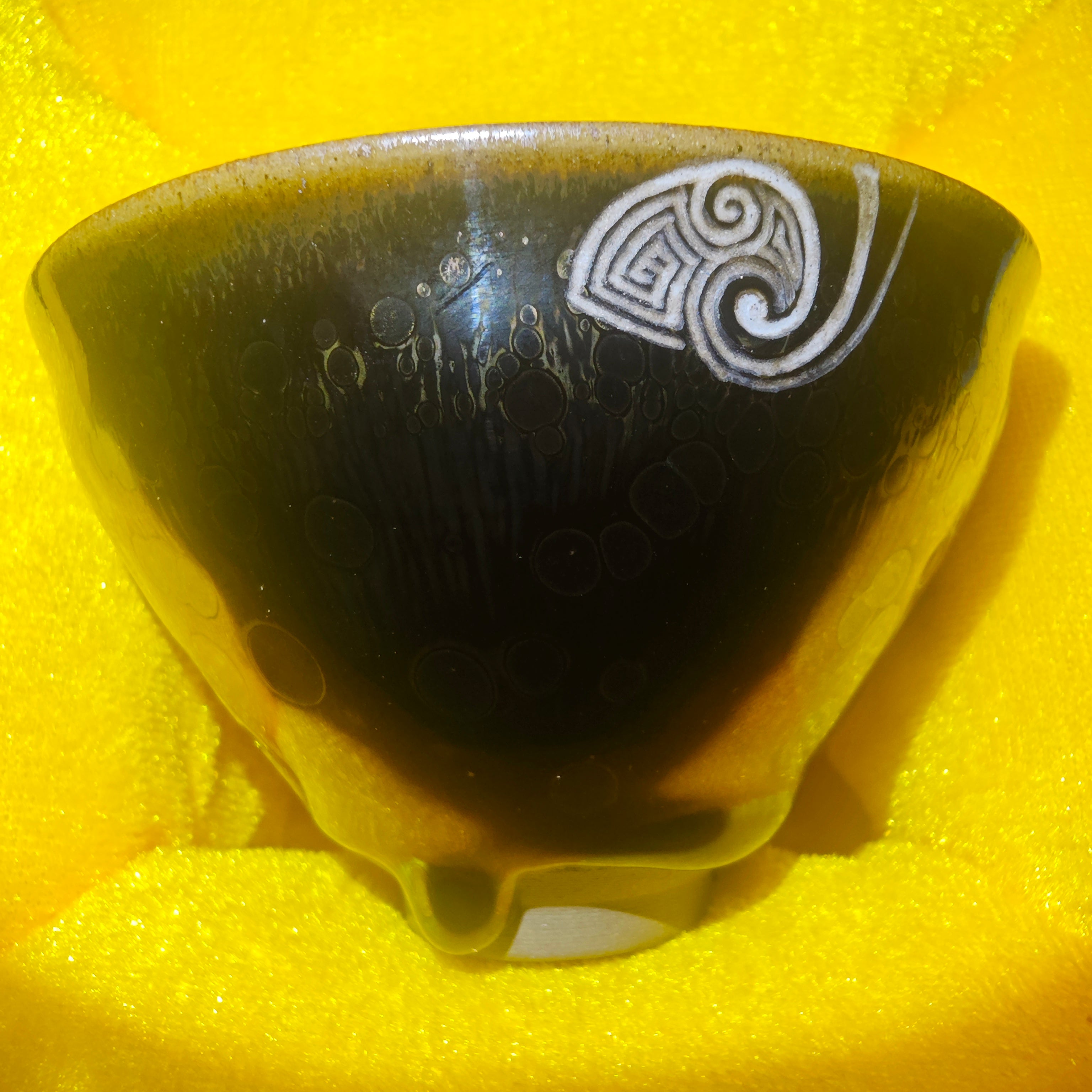 Ancient Chinese mythical beast Taotie, traditional Chinese pattern carved teacup