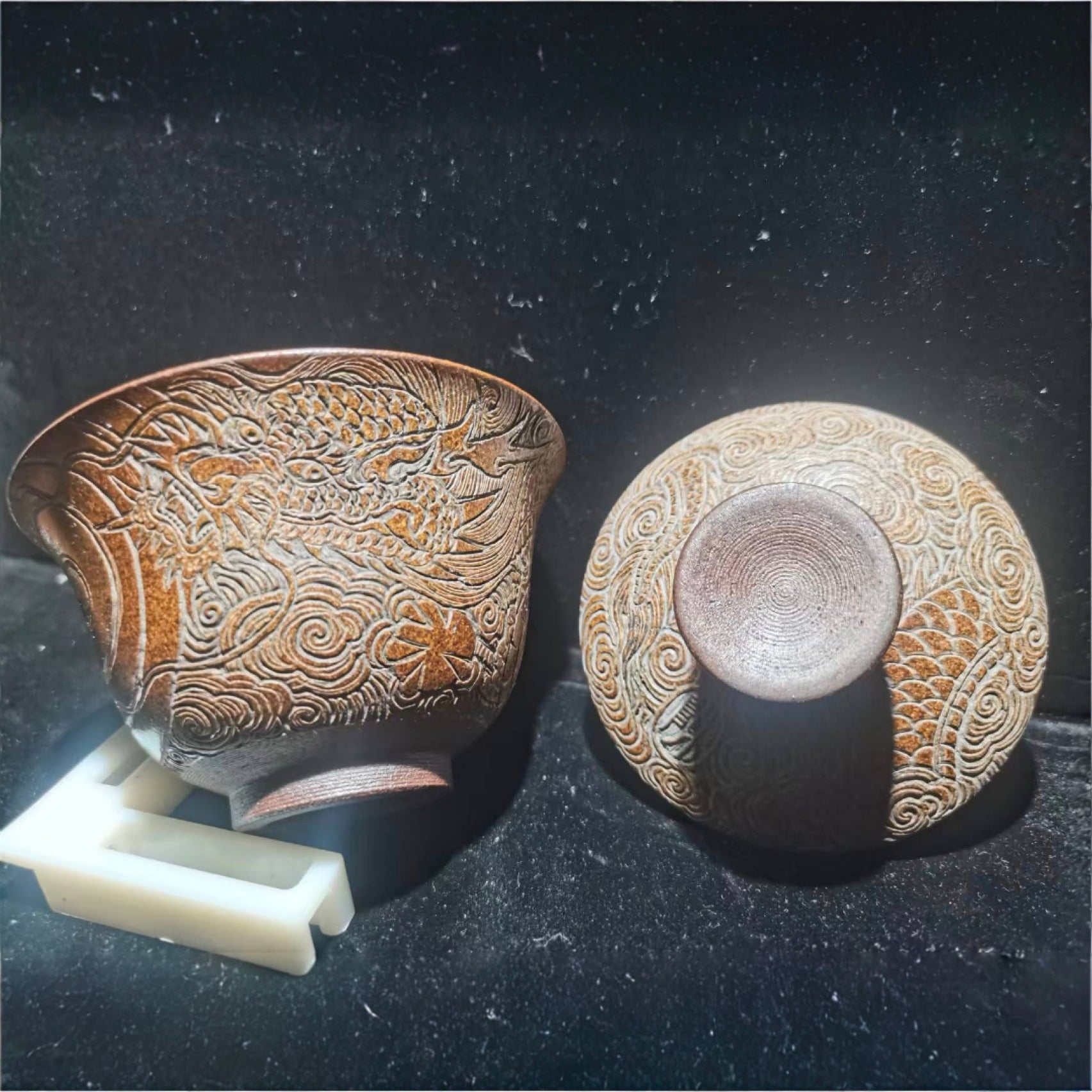 Only when fully staffed can we make the bowls, with dragon patterns carved on them