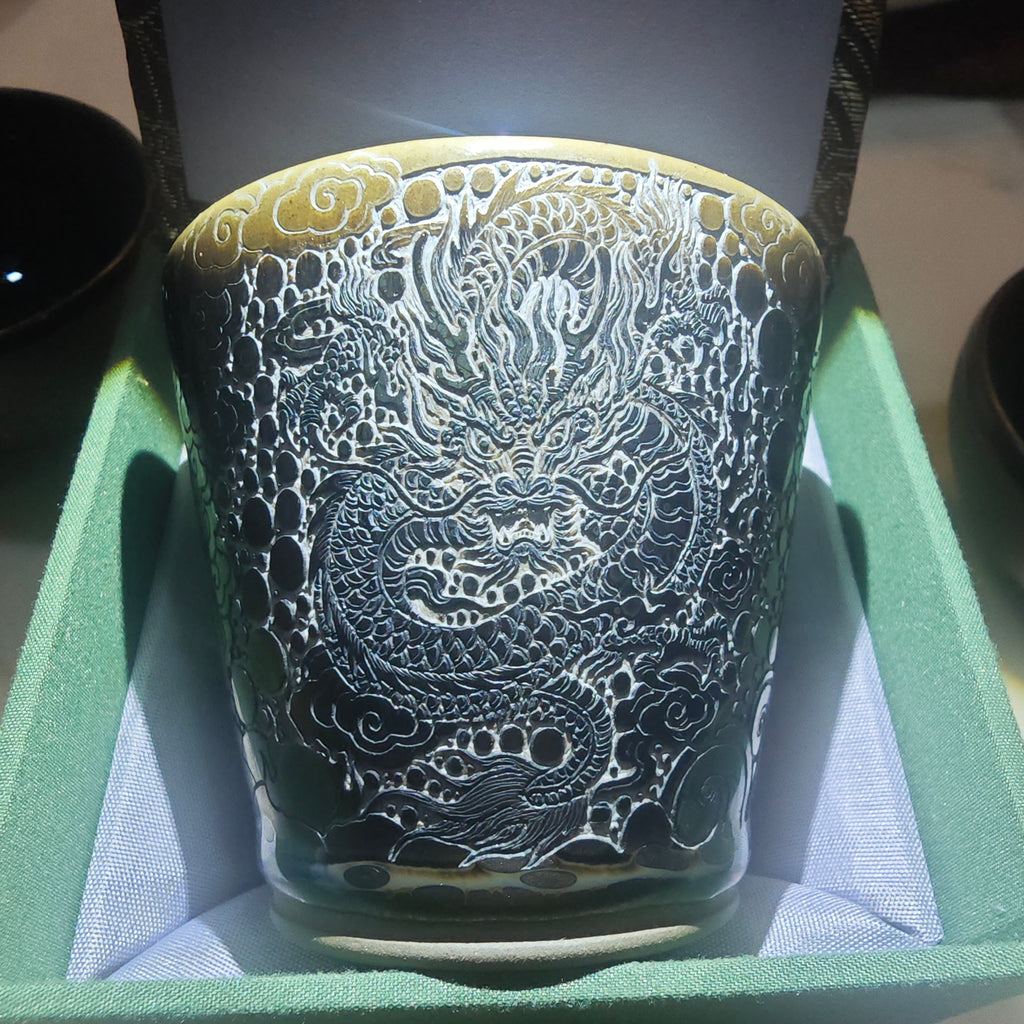 Five-clawed Golden Dragon, Jianzhan tea cup pattern carving