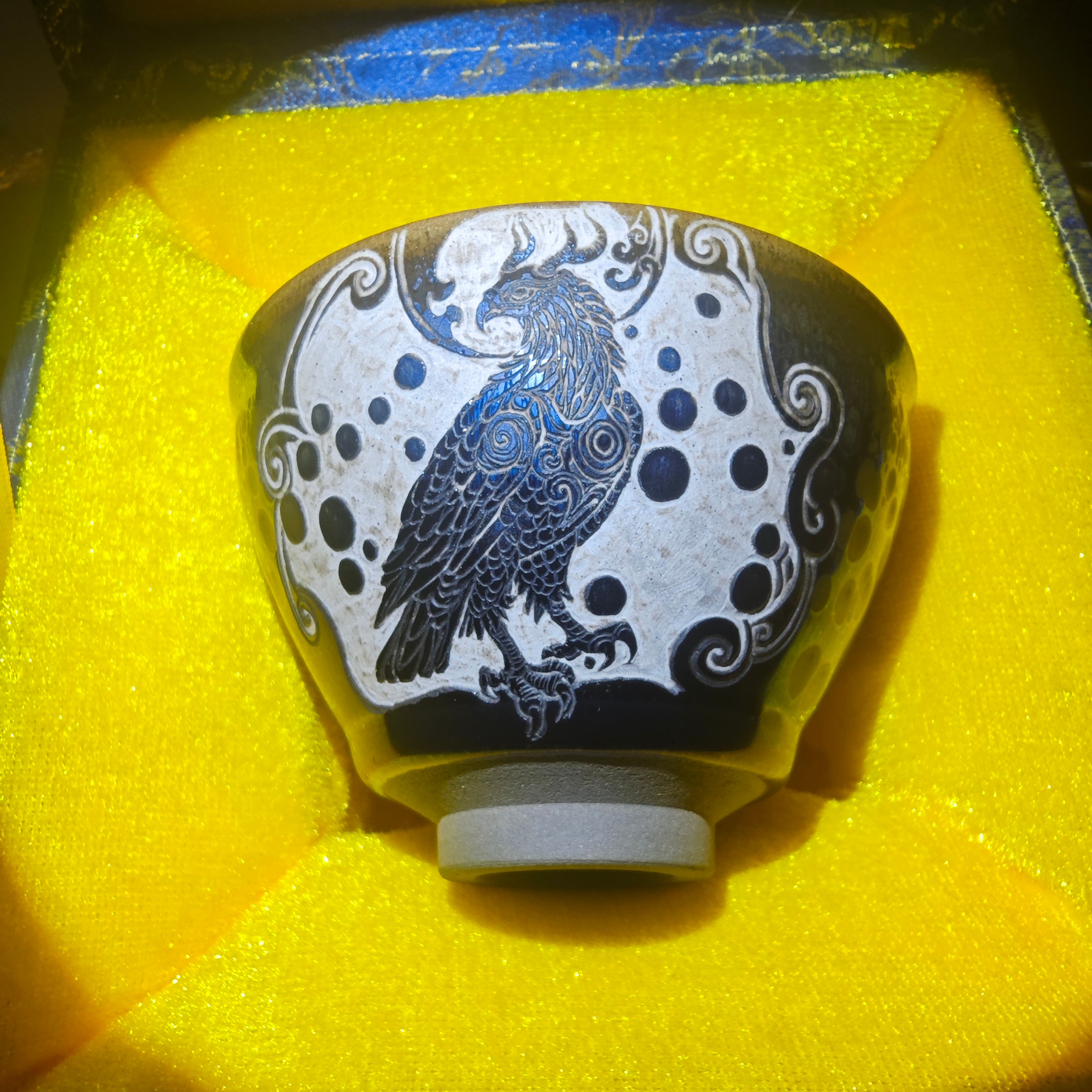 Eagle carving pattern, hand-carved Jianzhan tea cup