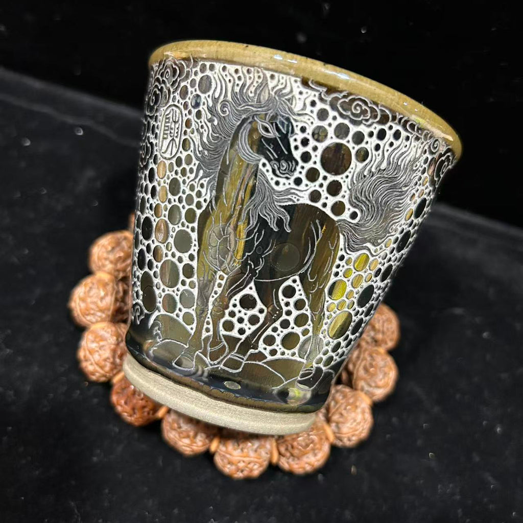 Galloping steeds, hand-carved teacups