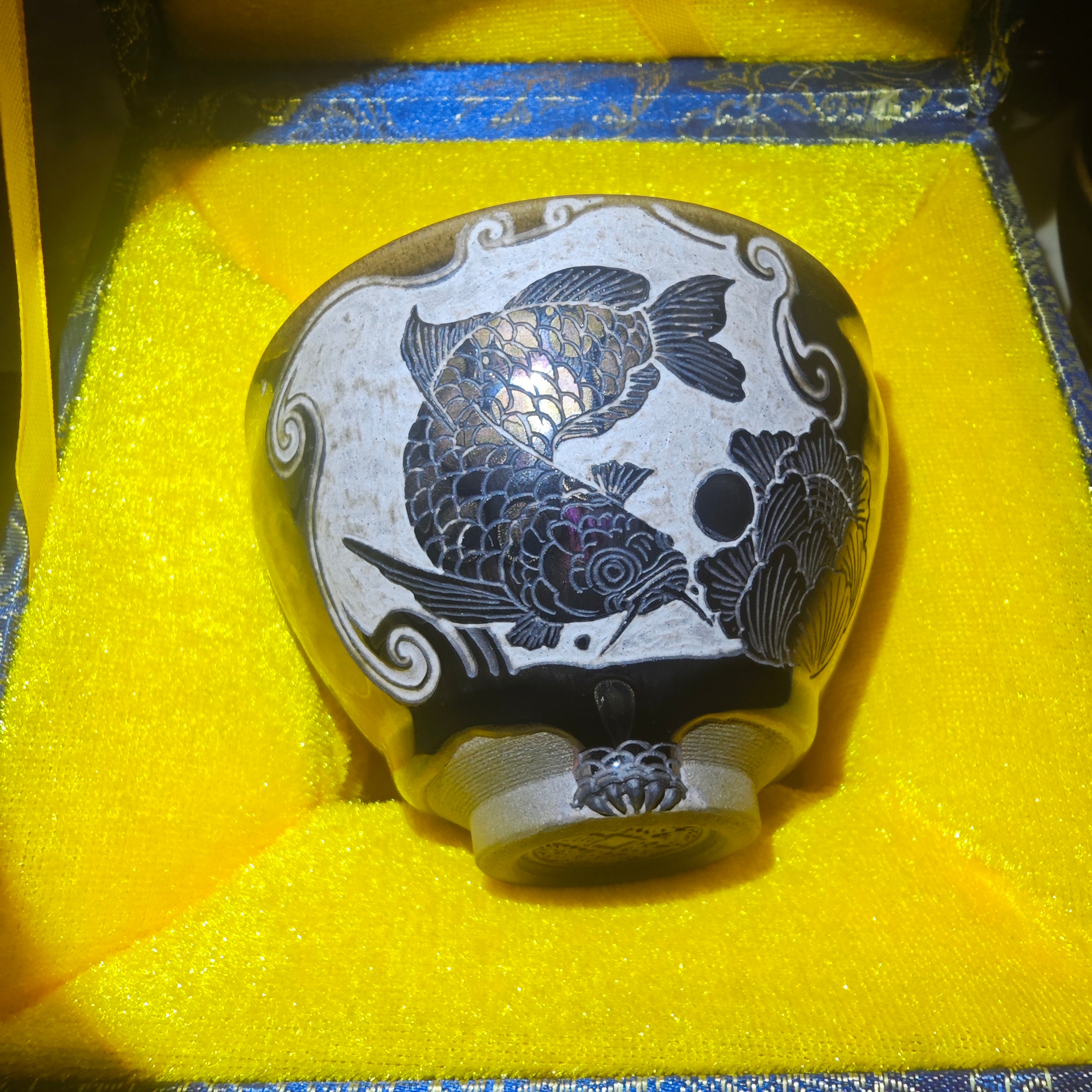 Golden Dragon Carving Pattern, Hand-carved Jianzhan Tea Cup