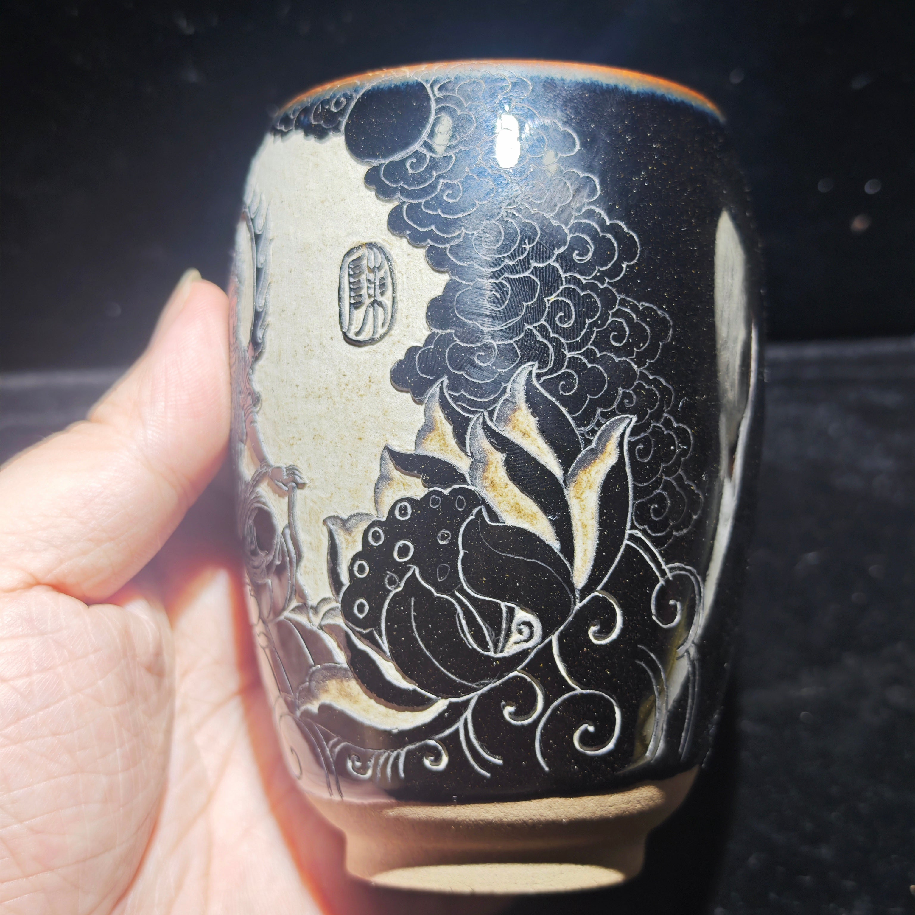 Pu Xian Bodhisattva, Zen-inspired host cup, hand-carved tea cup craft